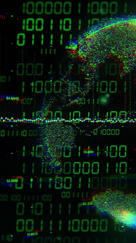 Animation of globe with binary coding and data processing over dark background Stock Footage 319457819