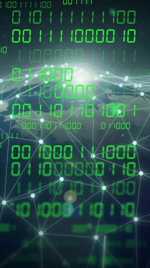 Animation of globe with binary coding and data processing over dark background Stock Footage 319882922