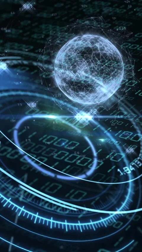 Animation of globe with binary coding and data processing over dark background Stock Footage 320759215