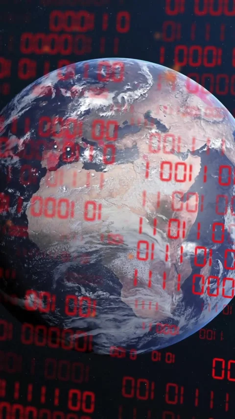 Animation of globe with binary coding and data processing over dark background Stock Footage 320759216