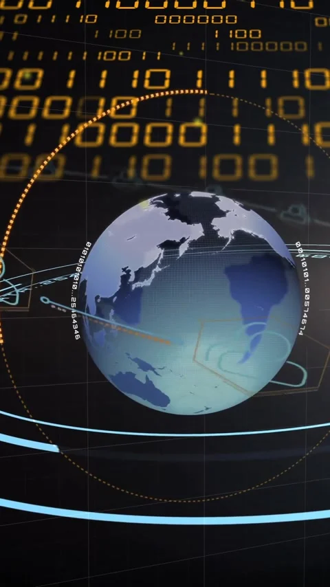 Animation of globe with binary coding and data processing over dark background Stock Footage 320759217