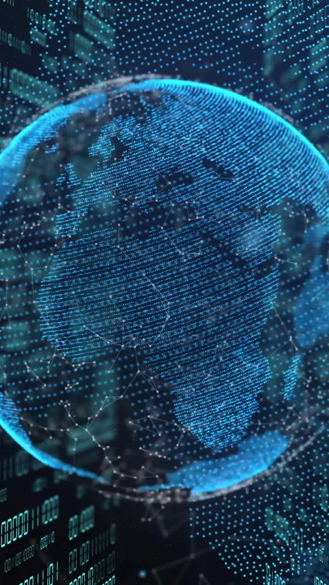 Animation of globe with binary coding and data processing over dark background Stock Footage 320759218