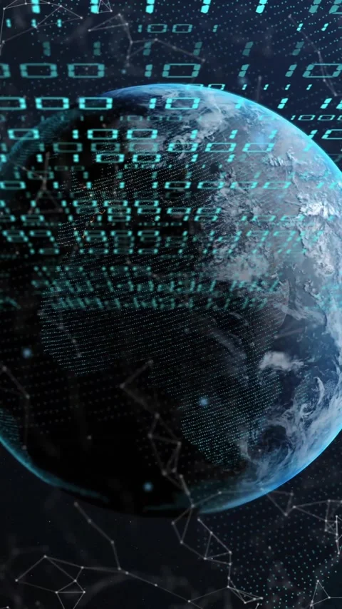 Animation of globe with binary coding and data processing over dark background Stock Footage 320759221