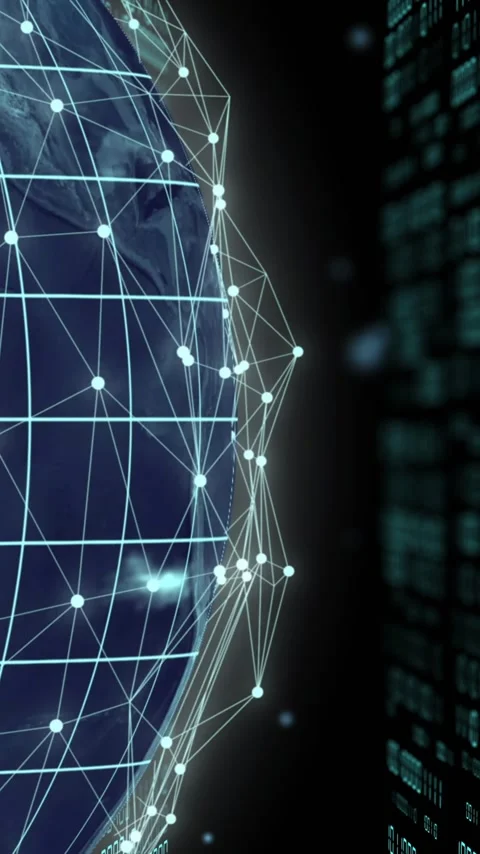 Animation of globe with binary coding and data processing over dark background Stock Footage 320759224