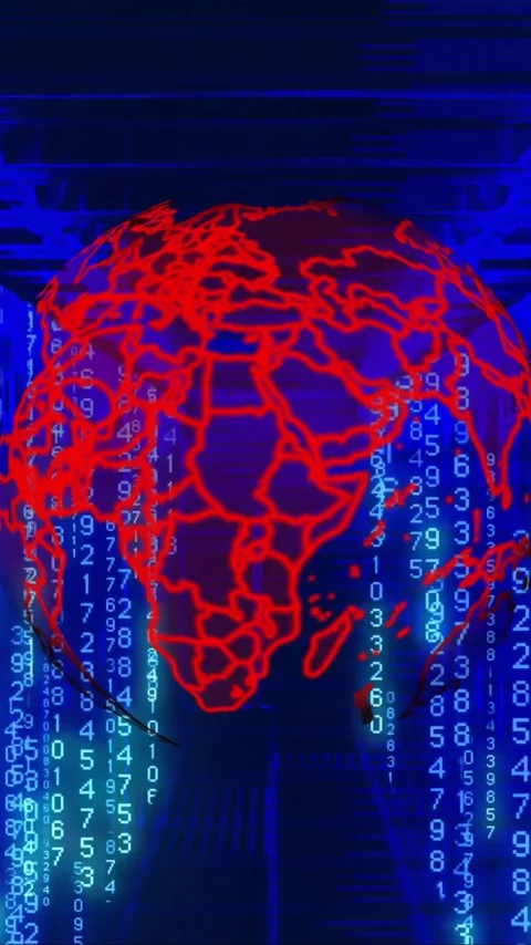 Animation of globe, binary coding and data processing over computer servers Stock Footage 320759238