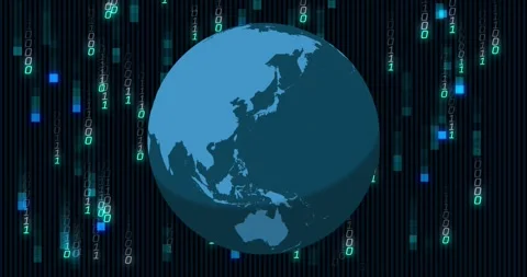 Animation of globe with binary coding and data processing Stock Footage 328091102