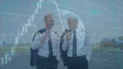 Animation of globe, binary coding and data processing over caucasian businessmen Stock Footage 329564910