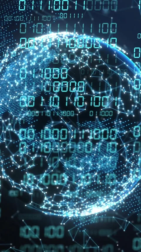 Animation of globe with binary coding and data processing over dark background Stock-Footage 342677379