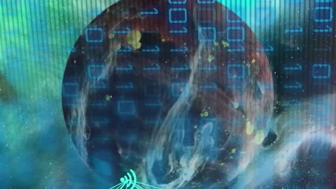 Animation of globe with binary coding, network of connections and data Stock Footage 313088414