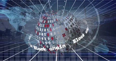 Animation of globe with binary coding, network of connections and data Stock Footage 327356066