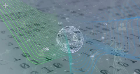 Animation of globe, binary coding with networks of connections Stock Footage 326298224