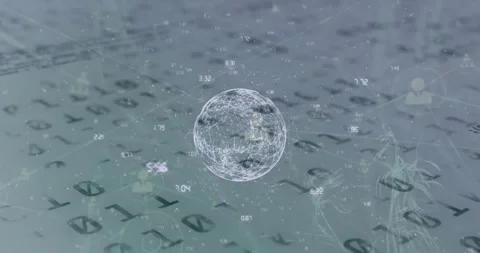 Animation of globe, binary coding with networks of connections Stock Footage 329922845
