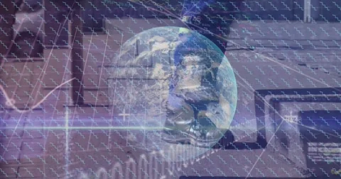 Animation of globe, binary coding with networks of connections Stock Footage 330413410