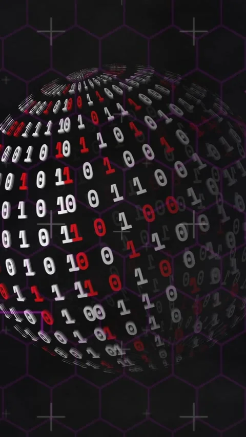Animation of globe of binary coding over shapes Stock Footage 320513148