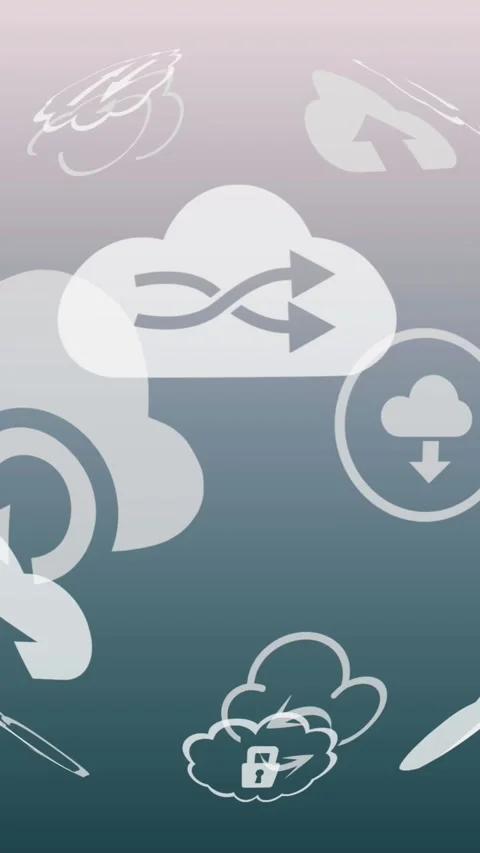 Animation of globe with cloud computing icons on blue background Stock Footage 319222400