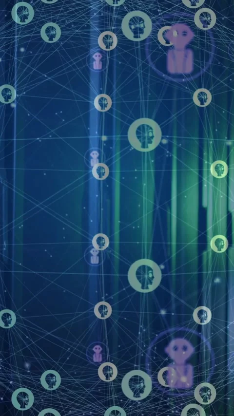 Animation of globe with connections and ai icons over computer servers Stock Footage 343919327