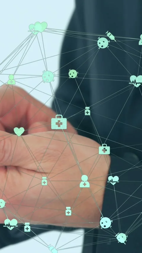 Animation of globe of connections with icons over businessman using smartphone Stock Footage 344613856