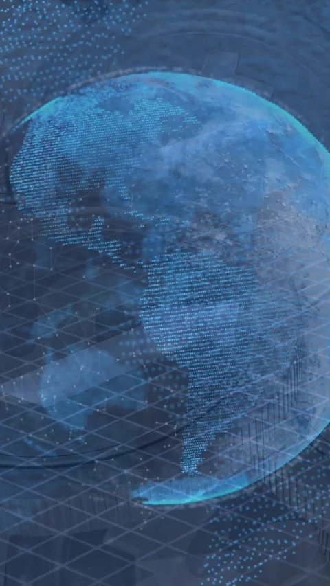 Animation of globe of connections spinning over american dollar coins Stock Footage 342004235