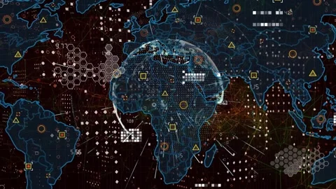 Animation of globe with connections world map and data processing Stock Footage 330591110
