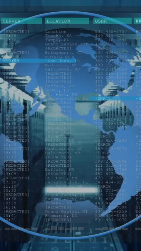Animation of globe with data processing over computer servers Stock Footage 343738298