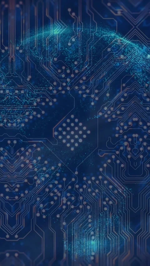 Animation of globe, data processing over computer circuit board Stock Footage 344012014