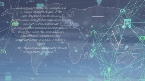 Animation of globe of digital icons, dat... | Stock Video | Pond5