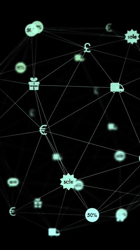 Animation of globe of digital network of connections with icons over pink 3d Stock Footage 342996087