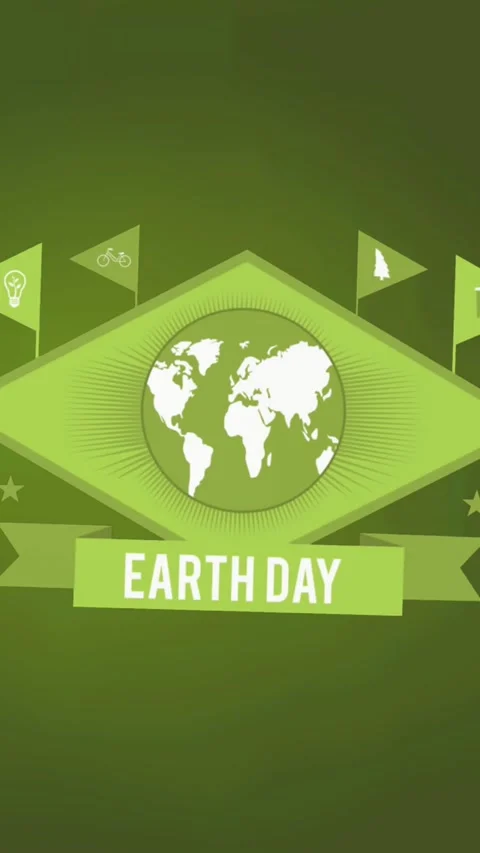Animation of globe with earth day and flags on green background Stock Footage 324703273