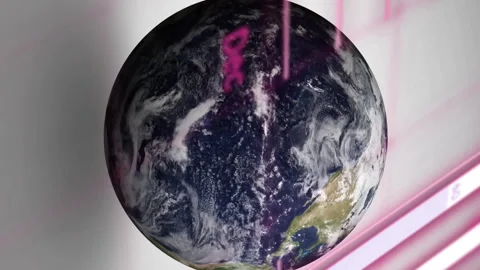Animation of globe, graphs and computer language over rotating globe against Stock Footage 312772664