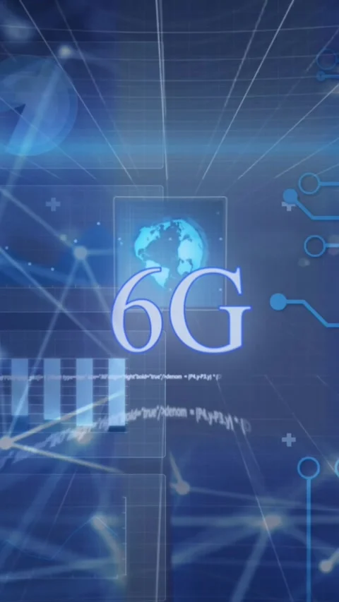 Animation of globe, graphs, computer language, loading circles over dots Stock Footage 320983761