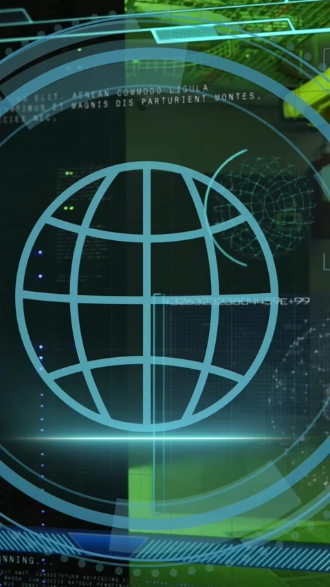 Animation of globe icon over data processing and server room Stock Footage 342801804