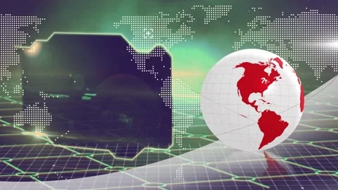Animation of globe, lights and world map... | Stock Video | Pond5