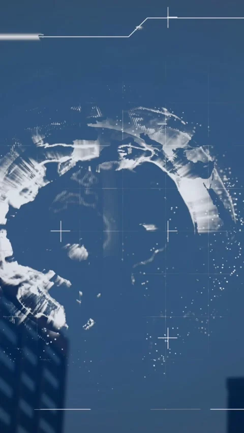 Animation of globe, loading bars and computer language over modern buildings Stock Footage 344557516