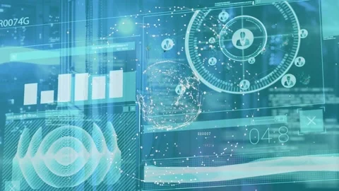 Animation of globe made of connections rotating over digital screen Stock Footage 316582839