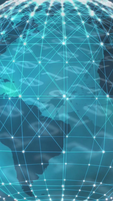 Animation of globe with network and connections over binary coding Stock-Footage 343079532