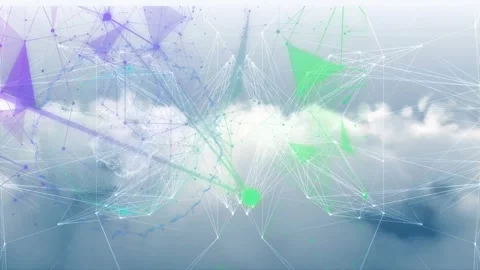 Animation of globe of network of connections and plexus networks against clouds Stock Footage 329508928