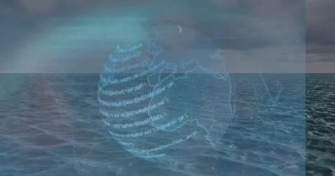 Animation of globe with network of connections and data processing Stock Footage 330587012
