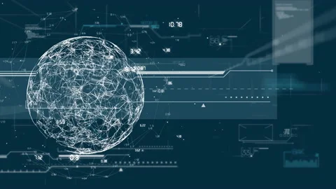 Animation of globe with network of connections data processing over dark Vidéo 146561952