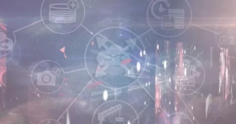 Animation of globe with network of connections with data processing and cloud Stock Footage 328462541