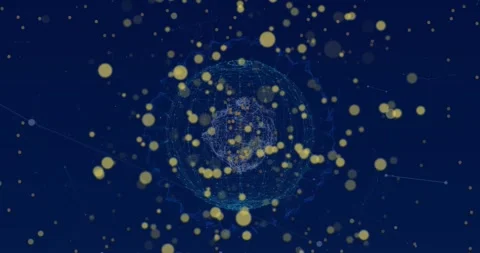 Animation of globe with network of connections with icons over binary coding Stock Footage 330661806