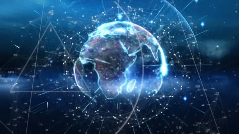 Animation of globe with network of connections over binary coding globe Stock Footage 327004089