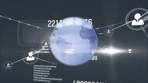 Animation of globe with network of connections over data processing Stock Footage 330590919