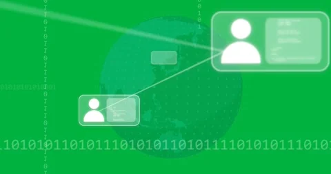 Animation of globe, network with icons, binary coding data processing over Stock Footage 318122922