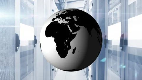 Animation of globe over binary coding over server over technology Stock Footage 330731960