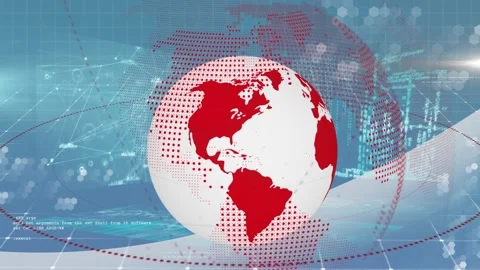Animation of globe over data processing ... | Stock Video | Pond5