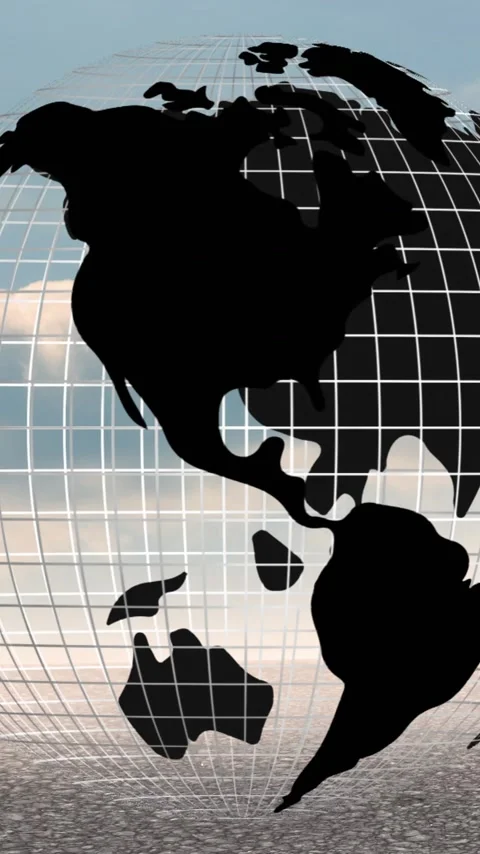 Animation of globe over sky with clouds Stock Footage 341659868