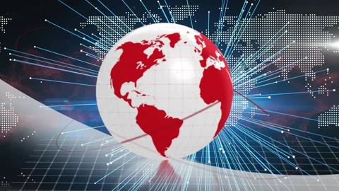 Animation of globe over world map and ne... | Stock Video | Pond5