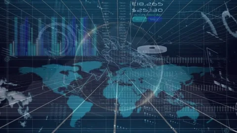 Animation of globe over world map with d... | Stock Video | Pond5