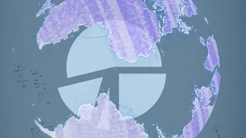 Animation of globe, pie chart and math formulas on grey background Stock Footage 312583029
