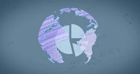 Animation of globe, pie chart and math formulas on grey background Stock Footage 326034088